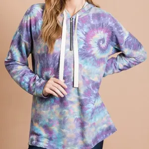 BiBi Brushed Circular Tie Dye Print‎ Terry Hoodie thumbnail 1