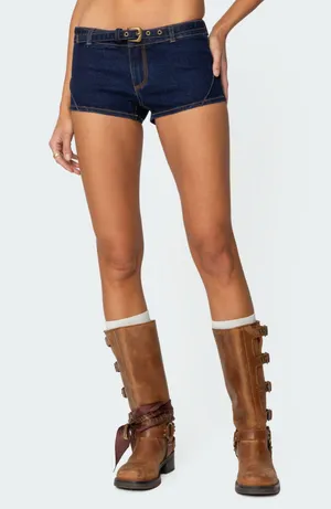 Edikted Ciel Low Rise Denim Micro Shorts thumbnail 2