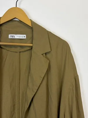 Zara Green Oversized Open Front Jacket thumbnail 2