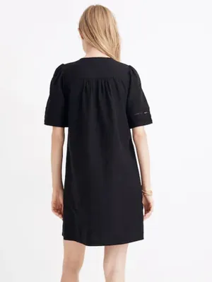 Madewell Black Pleated Button-Front Mini Dress - Size - Small thumbnail 3