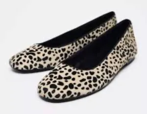 Zara leather animal‎ print ballet flats thumbnail 1