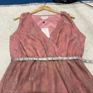 Lovers + Friends Rayna Mini Dress Metallic Rose‎ Large Coquette Romantic thumbnail 13