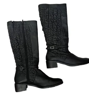 Mariana bubble leather Reanna boots BLACK Western Casual Mid Calf thumbnail 1