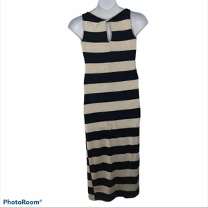 Anthropologie Thyme & Honey Blue Gray Striped Maxi Dress Sleeveless Size S thumbnail 12