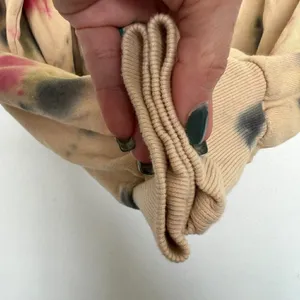 NEW AFRM Cropped Hoodie Sweatshirt SMALL Beige Tan Pink Tie Dye Drawstring NWT thumbnail 8