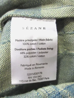 NWT Sezane Timothé Jacket in Blue Denim Patchwork Vest Top M thumbnail 7