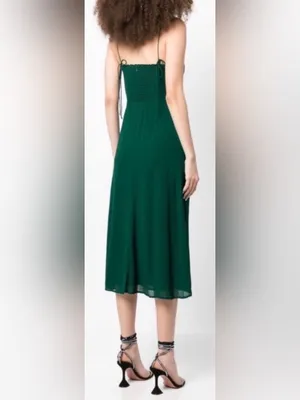 NEW Reformation Juliette emerald green midi Dress sz 10 thumbnail 9