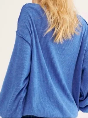 FREE PEOPLE Blue Main Squeeze Hacci Shirt thumbnail 2