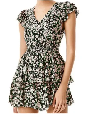 Alice + Olivia Mariska Floral Ruffle Tiered Skort Romper Mini Dress Multi Size 2 thumbnail 1