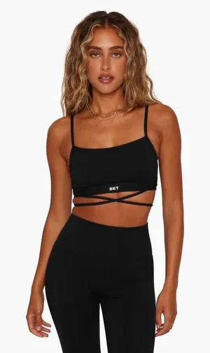 Set Active Black SPORTBODY® Cross Tie Bra - ONYX Size Medium thumbnail 1