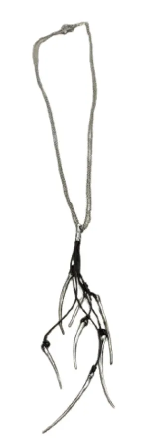 Silver‎ Tone Horn Pendant Charm Necklace Witchy Bohemian thumbnail 1