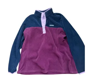 Columbia Womens Benton‎ Springs Snap Front Fleece Pullover Navy Berry Purple 1X thumbnail 1