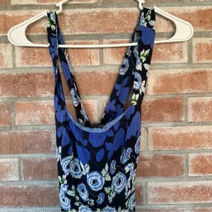 Anthropologie Maeve Criss Cross Anakena Blue Floral Print Maxi Dress Women’s 4 thumbnail 4