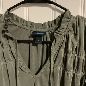 Daytrip Green Smocked Tie Front Blouse thumbnail 2