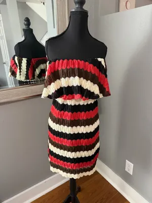 Judith March Y2K strapless multicolored crochet Mini dress size small. thumbnail 2