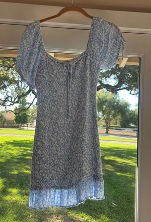 Lost + Wander Light Blue Floral Smocked Mini Dress thumbnail 1