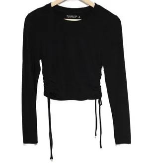 Womens Abercrombie & Fitch Soft AF Black Cropped Long Sleeve Top Size Small thumbnail 1