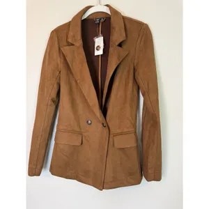 Windsor Faux Suede Brown Double Breasted Blazer XS NWT thumbnail 9