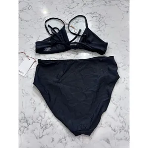 NWT Quince Black Knot Tie Bikini Top & Italian High Waist Bottom Set Size Large thumbnail 2
