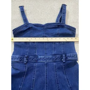Free People Dark Indigo Denim Mini Dress Size L It has pockets on the sides. thumbnail 14