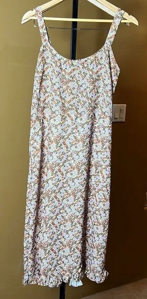 Hand Crafted Flower Midi Dress Size M Brown Size M thumbnail 1