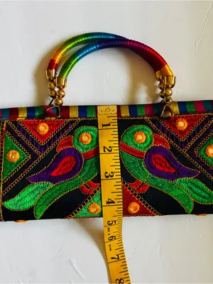 Embroidered Multicolor Bird Motif Women's Handbag thumbnail 5