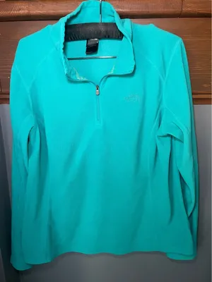 The North Face Womens XL TKA 100 Glacier Quarter Zip Fleece Pullover Teal Blue thumbnail 1