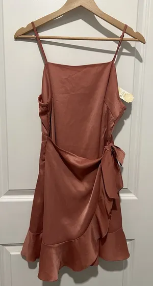 Altar'd State Womens Sleeveless Wrap Mini Dress Britta Large Dusty Mauve NWT $70 thumbnail 1