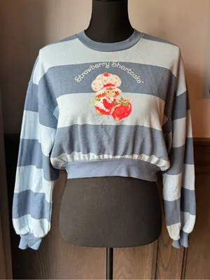 Strawberry Shortcake Blue Stripe Cropped Sweater xxs thumbnail 1