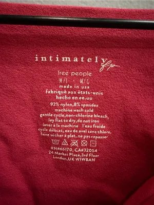 Free People Intimately Women's Long-Sleeve V-Neck Top Burgundy Red Size M / L thumbnail 2