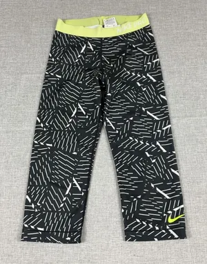 Nike‎ Pro Leggings Womens M Black Geometric Capri Compression Yoga Gym Pants thumbnail 1
