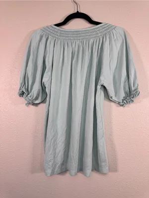 Lake Light Green Puff Sleeve Blouse Womens L Peasant Shirt Casual Staple Basic thumbnail 2