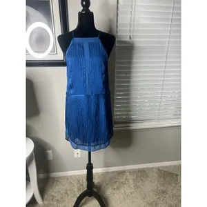 Mason by Michelle‎ Mason Mini Silk Slip Dress 0 Blue Halter Lined thumbnail 12