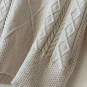 Cyrus Cream Cable Knit Sweater Ivory Size M Academy Preppy thumbnail 15
