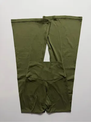 Aerie Offline Real Me Crossover Hi-Rise Flare Leggings, Green, Size S Short thumbnail 1