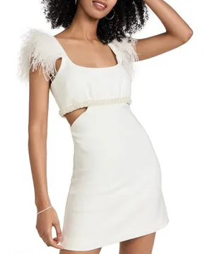 Likely‎ Taliah Feather Pearl Beaded Cut Out Mini Dress thumbnail 1