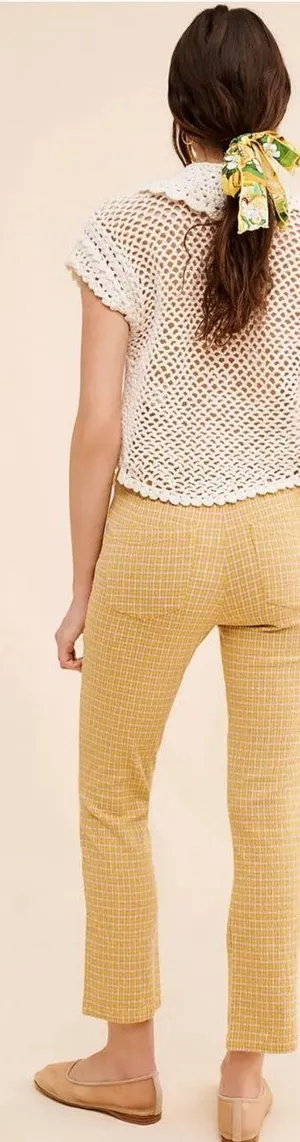 Free People In My Feelings Slim Crop Gingham Plaid Pants in Yellow thumbnail 2