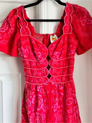 FARM Rio Olivia Red Floral Puff-Sleeve Mini Romper thumbnail 8