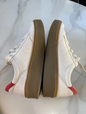 Dr. Scholl's White Sneakers with Navy Chevron and Red Heel thumbnail 5