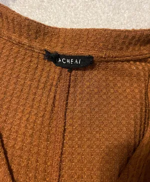 Waffle Knit Sweaterish Button Up Orange Size L thumbnail 2