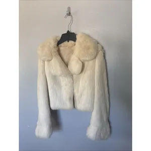 Vintage Cream Genuine Rabbit Fur Jacket Size Small thumbnail 3