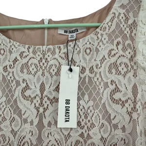BB Dakota size 10 ivory lace overlay‎ dress new with tags zip up rear thumbnail 6
