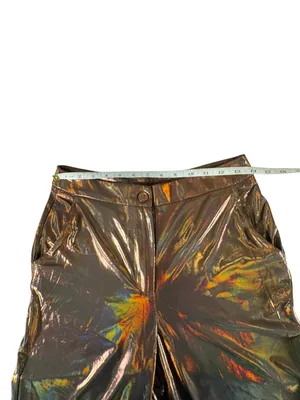 Sincerely Jules Metallic Bronze Lame Wide Leg High Rise Pants NWT M Iridescent thumbnail 9