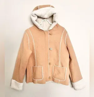 Old Navy Sherpa Lined Fleece Coat Full Zip button down women’s size large thumbnail 1