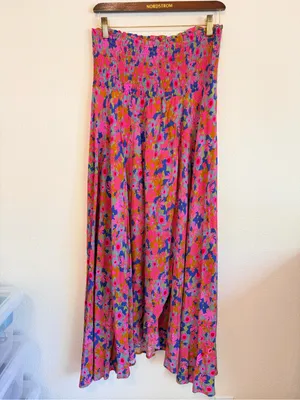 Natural Life convertible maxi skirt, floral print, front surplice slit, flowy XL thumbnail 3