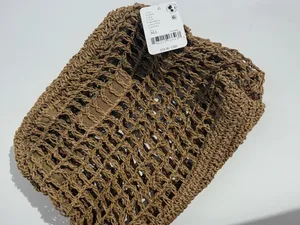 NWT Free People Sand Round Clutch in Tan Crochet Woven Clutch thumbnail 5