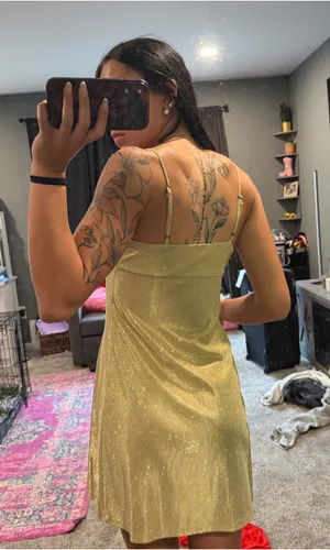 UO Sparkly Moon Beam Empire Waist Mini Dress thumbnail 4