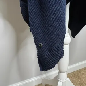 Lululemon It All Lines Up Poncho Sweater OS Navy Black Ribbed Knit Travel‎ Cozy thumbnail 11