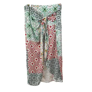 Zara Satin Floral Print Knot Twist Midi‎ Skirt Women's L Sarong Style Boho NWT thumbnail 3