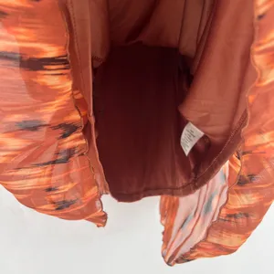 Nine West Camisole Top‎ Womens S Orange Abstract Pleated Smocked Spaghetti Strap thumbnail 7